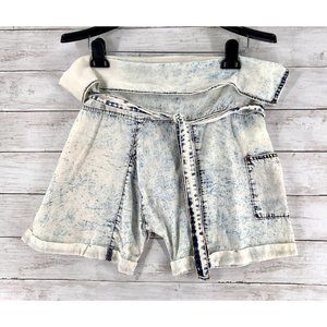 Basic Terrain Shorts Women's 0 Eden Fold Over Tie Belt Acid Wash Faux Denim NWT